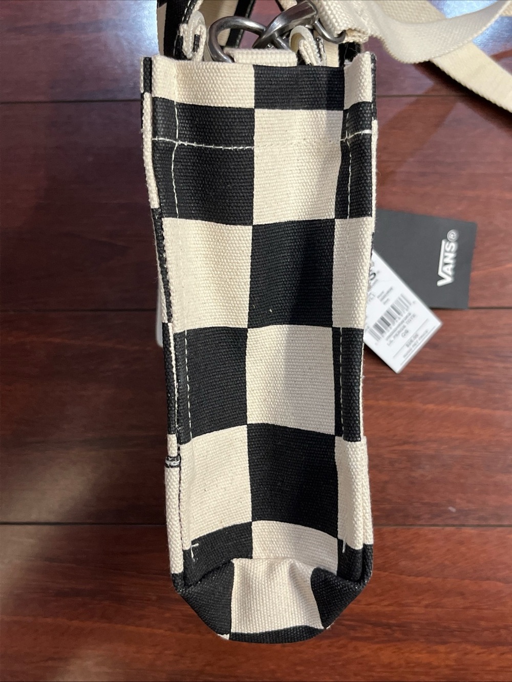 Vans Lil Pergs Tote Bag Small Crossbody Canvas Antique White Checkerboard 8x7x3 - Picture 11 of 16